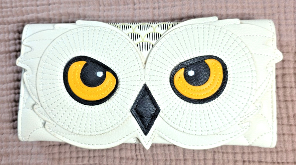 Loungefly Harry Potter Hedwig Owl Wallet White Faux Leather Snap Zip Coin Purse